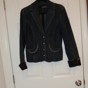 GUESS CO Women's Large Fitted Denim Dark  Blue Jacket  Size Large